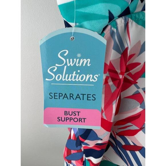 Swim Solutions Tiered Multi-Color Ruffle Tankini Top 14 - Picture 5 of 5